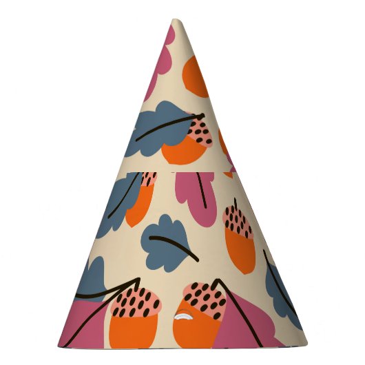 Herfst eik: bladeren en eikels patroon feesthoedjes (Rechts)