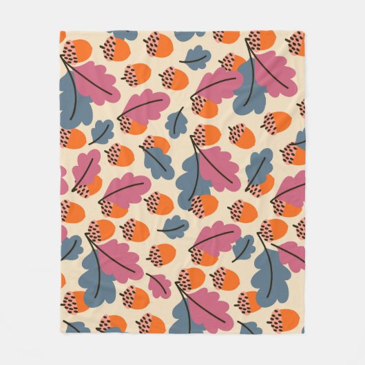 Herfst eik: bladeren en eikels patroon fleece deken (Voorkant)