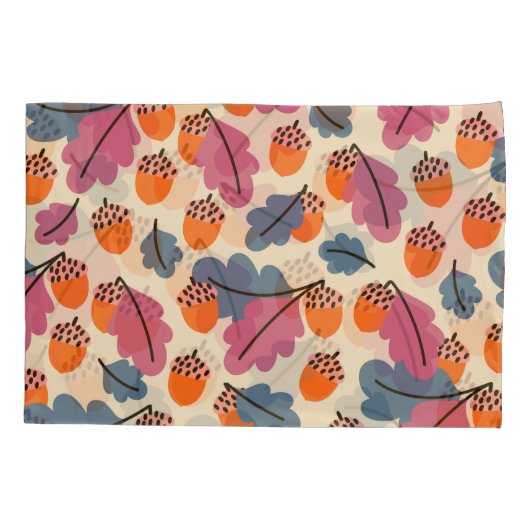 Herfst eik: bladeren en eikels patroon kussensloop (Achterkant)