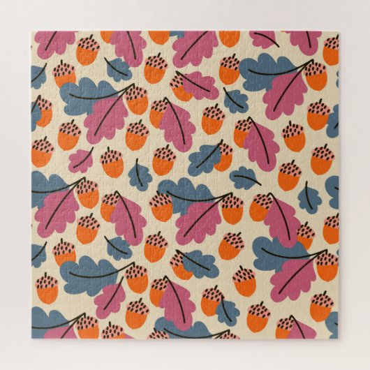 Herfst eik: bladeren en eikels patroon legpuzzel (Verticaal)