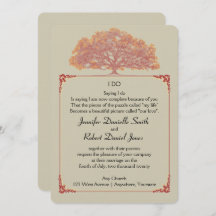 Herfst eik boom bruiloft uitnodiging