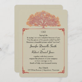 Herfst eik boom bruiloft uitnodiging