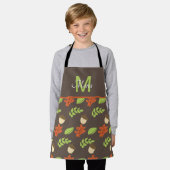 Herfst Eikel en Bladeren Hand Getekend Patroon Kin Schort (Gedragen)