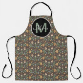 Herfst Eikel en Groene Ditsy Patroon Monogram Schort (Voorkant)