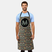 Herfst Eikel en Groene Ditsy Patroon Monogram Schort (Gedragen)