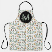 Herfst Eikel en Groene Ditsy Patroon Monogram Schort (Voorkant)