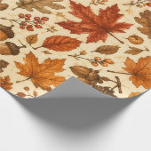 Herfst Eikel & Herfstbladeren Naadloos Patroon Cadeaupapier (Hoek)