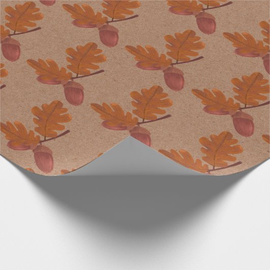Herfst eikel patroon cadeaupapier (Hoek)
