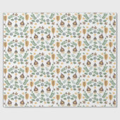Herfst Eikels Bloemige Groene Inpakpapier (Vlak)