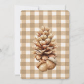 Herfst eikels dennenappels bruin gingham Thanksgiv Kaart (Achterkant)