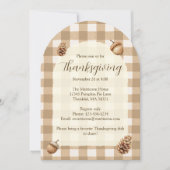 Herfst eikels dennenappels gingham Thanksgiving bo Kaart (Voorkant)