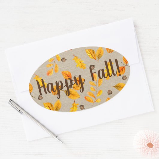 herfst eikels en bladeren ovale sticker (Envelop)
