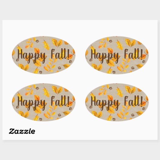 herfst eikels en bladeren ovale sticker (Vel)