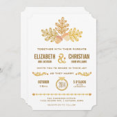 Herfst eikels en eikenbladeren bruiloft uitnodigin kaart (Voorkant / Achterkant)