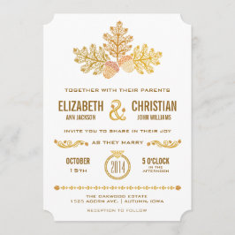 Herfst Eikels en Eikenbladeren Trouw Uitnodiging I