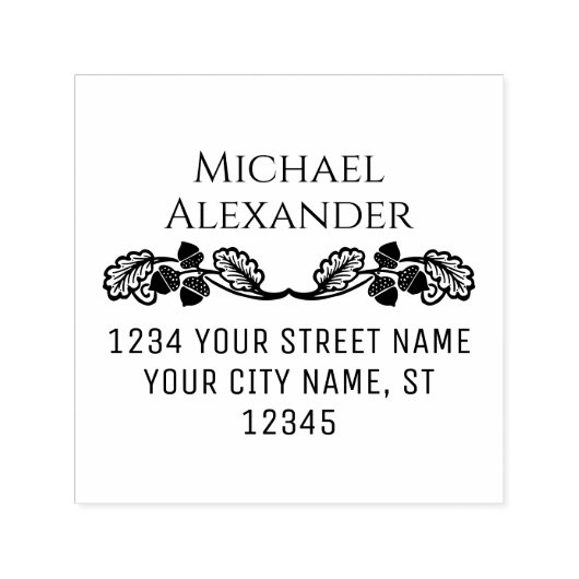 Herfst Eikels Loof Naam Retouradres W.1#2 Zelfinktende Stempel (Design)