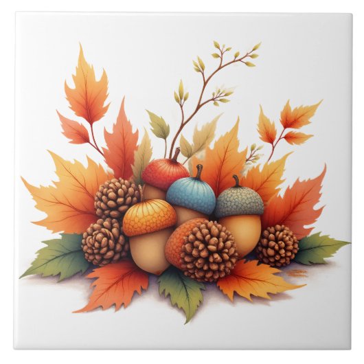 Herfst eikels tegeltje (Voorkant)