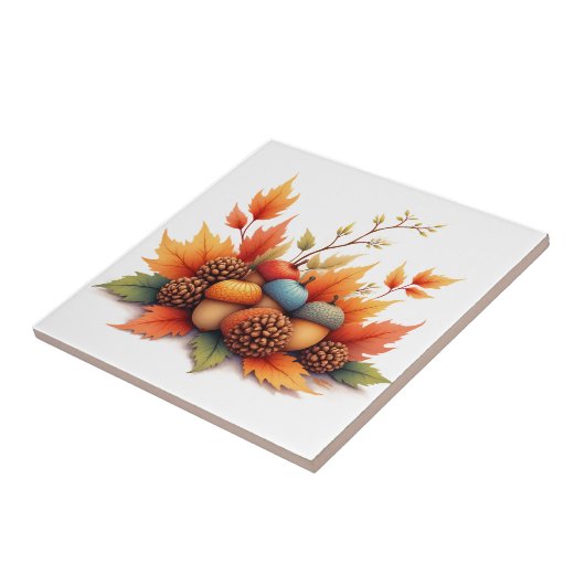 Herfst eikels tegeltje (Zijkant)