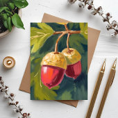 Herfst Eikels | Waterverf Herfst Rood Groen Kaart