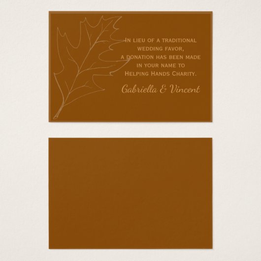 Herfst eiken blad bruiloft liefdadigheid gunst Kaa Visitekaartje (Voorkant /achterkant)