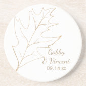 herfst eiken blad bruiloft zandsteen onderzetter (Voorkant)