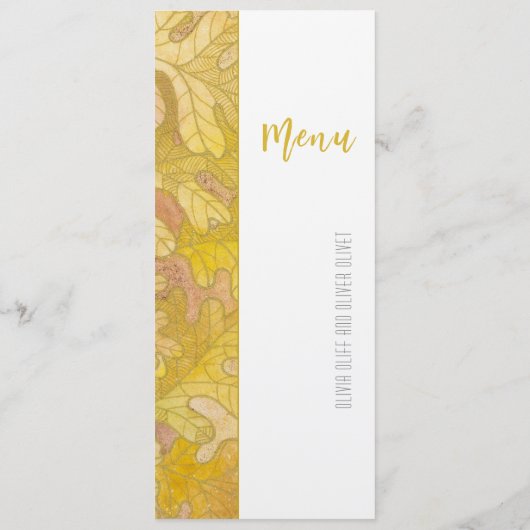 Herfst eiken bladeren bruiloft menu (Achterkant)