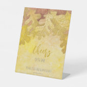 Herfst eiken bladeren bruiloft open bar reclamebord met voetstuk (Voorkant)