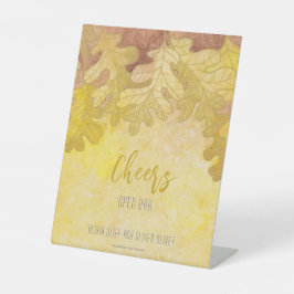 Herfst eiken bladeren bruiloft open bar reclamebord met voetstuk