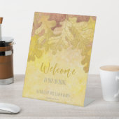 Herfst eiken bladeren bruiloft welkom reclamebord met voetstuk (Insitu)