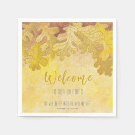 Herfst eiken bladeren bruiloft welkom servet