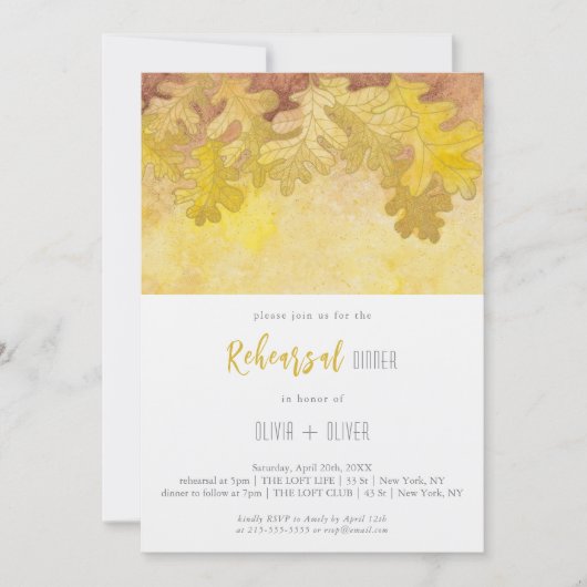 Herfst eiken bladeren repetitie diner kaart (Voorkant)