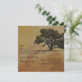 Herfst Eiken Boom en String Lights Bruiloft Kaart (Staand voorkant)