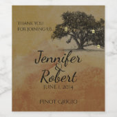 Herfst eiken boom lantaarn bruiloft wijn label etiket (Enkel label)