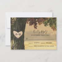 Herfst Eiken Boomland Rustieke Bruiloft RSVP Kaart