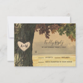 Herfst Eiken Boomland Rustieke Bruiloft RSVP Kaart