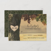 Herfst Eiken Boomland Rustieke Bruiloft RSVP Kaart (Voorkant / Achterkant)