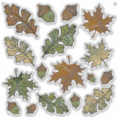 Herfst Eiken en Esdoornbladstickers met Eikels Sticker (Voorkant)