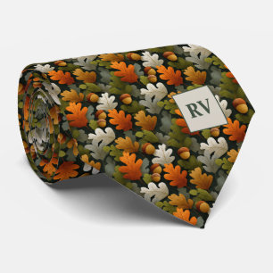 Herfst Eikenblad & Eikel Monogram Herfst Stropdas