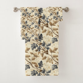  Herfst eikenblad | Elegant blauw en goud Bad Handdoek