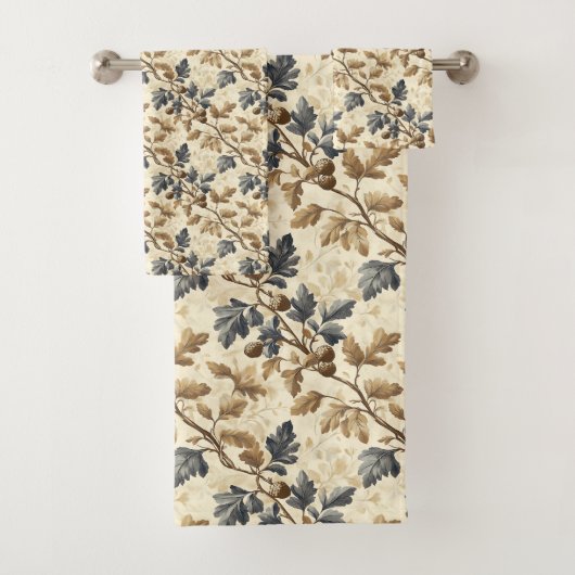  Herfst eikenblad | Elegant blauw en goud Bad Handdoek (Insitu)
