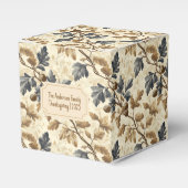 Herfst eikenblad | Elegant blauw en goud Bedankdoosjes (Voorkant Zijde)