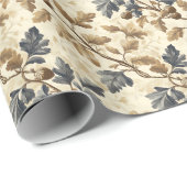  Herfst eikenblad | Elegant blauw en goud Cadeaupapier (Rol Hoek)