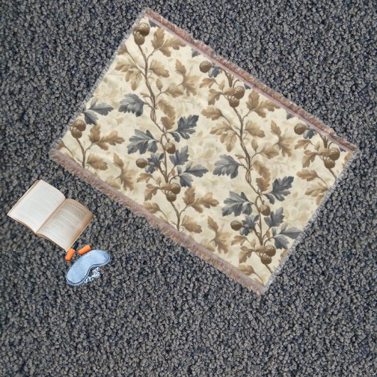  Herfst eikenblad | Elegant blauw en goud Deken