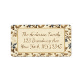  Herfst eikenblad | Elegant blauw en goud Etiket (Voorkant)