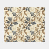  Herfst eikenblad | Elegant blauw en goud Fleece Deken (Voorkant (Horizontaal))