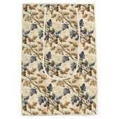  Herfst eikenblad | Elegant blauw en goud Medium Cadeauzakje (Achterkant)