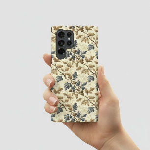  Herfst eikenblad   Elegant blauw en goud Samsung Galaxy Hoesje