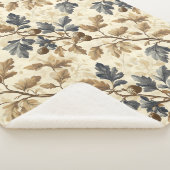  Herfst eikenblad | Elegant blauw en goud Sherpa Deken (3/4)