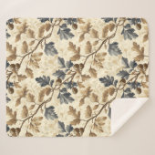  Herfst eikenblad | Elegant blauw en goud Sherpa Deken (Voorkant (horizontaal))