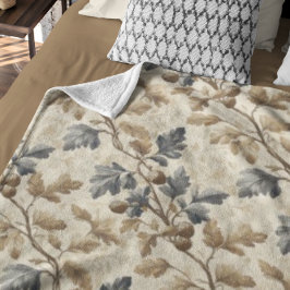  Herfst eikenblad | Elegant blauw en goud Sherpa Deken